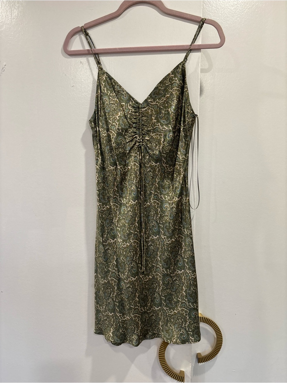 Zara Satin Slip Dress with Ruched Front